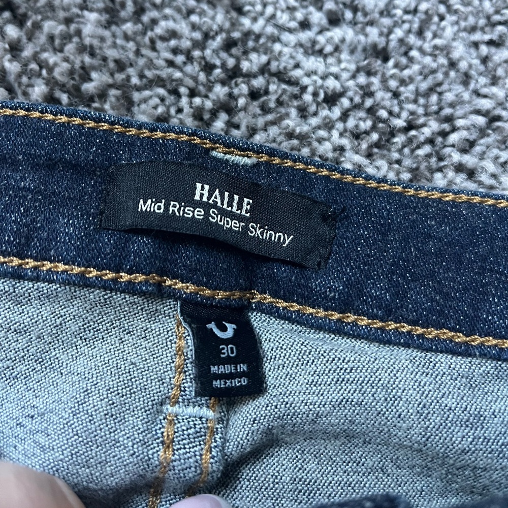 True Religion Halle Mid-Rise Super Skinny Denim Jeans Blue Women’s Size 30 - Picture 2 of 5